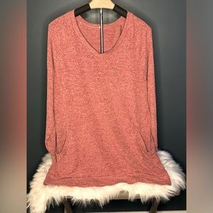 Blair Heathered Pink Long Sleeve Shirt with Pockets Size 16